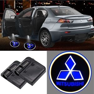 2 Universal wireless Mitsubishi car door projector logo Lights no tools needed
